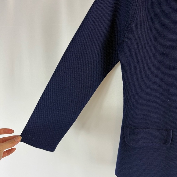Vintage Navy Blue Knit Wool Lady Jacket Cardigan Sweater Dorce Leroy Old Money - Picture 8 of 14